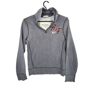 Mens Abercrombie & Fitch Muscle Fit Gray Pullover Sweatshirt 1/4 Zip Size M